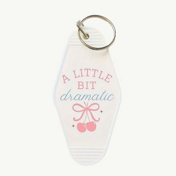 A Little Bit Dramatic Pink Vintage Motel Keychain Keyring - Picture 1 of 2